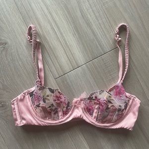 xxs for love and lemons pink floral unlined bra
